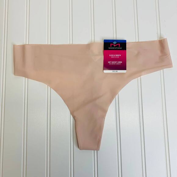 NWT Maidenform Sleek and Smooth Thong Underwear Panties XL Almond Pink - Picture 1 of 3